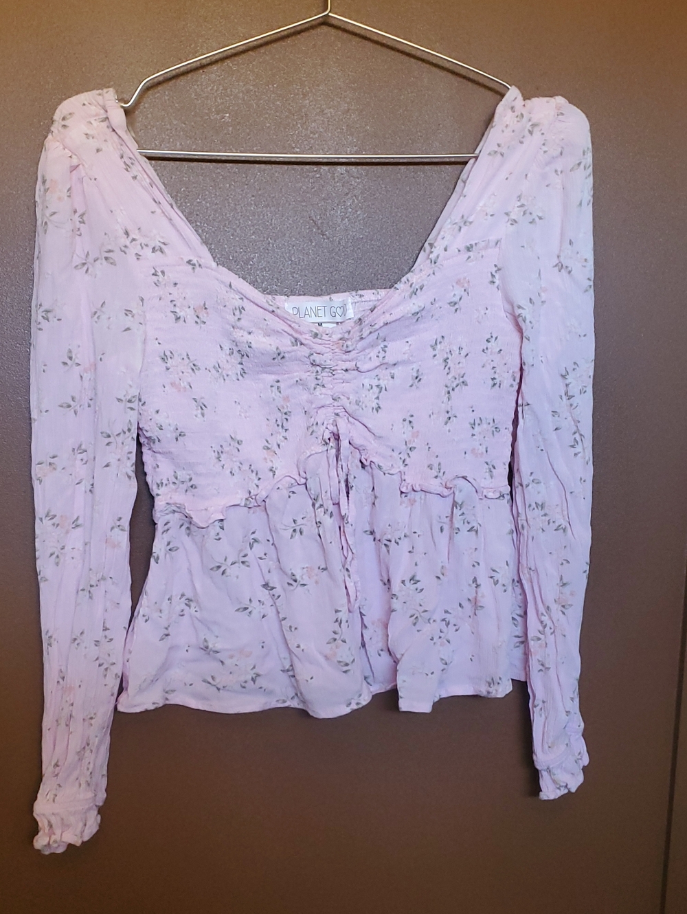 Planet Gold Soft Pink Floral Blouse
